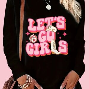 Black 'Let's Go Girls' Graphic Top